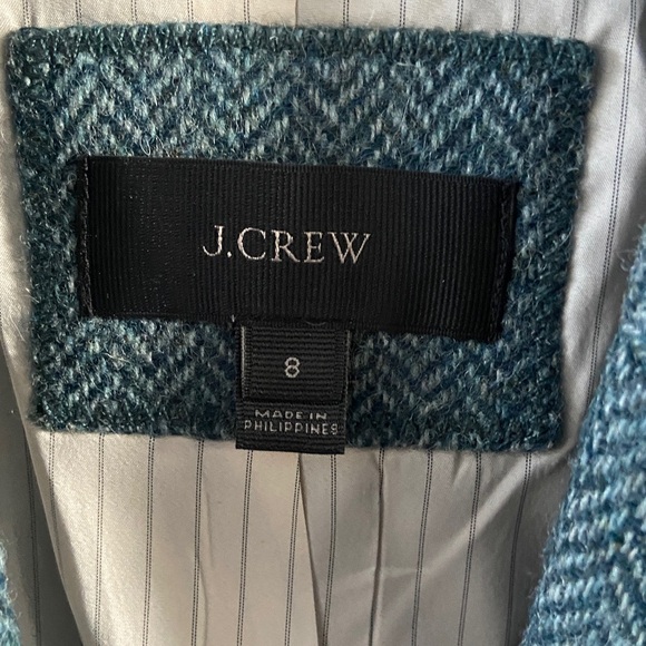 J. Crew Teal Herringbone Blazer, women's size 8. Very Classy! New! - Picture 2 of 15